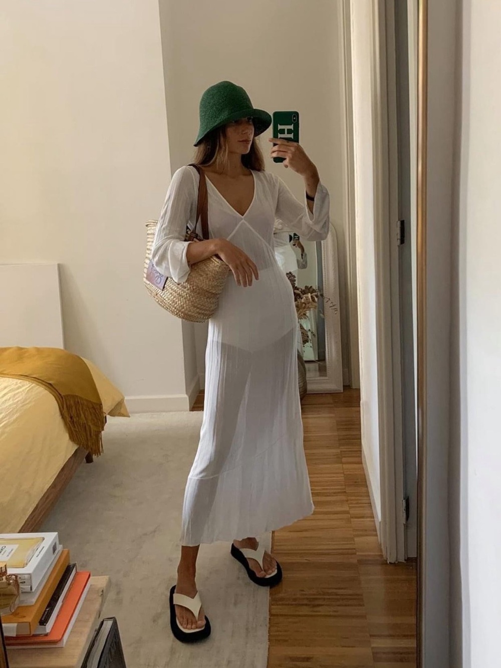 SIR THE LABEL AYA LONG SLEEVE Elegant Ribbed V-Neck Maxi Dress - White - SIZE 0